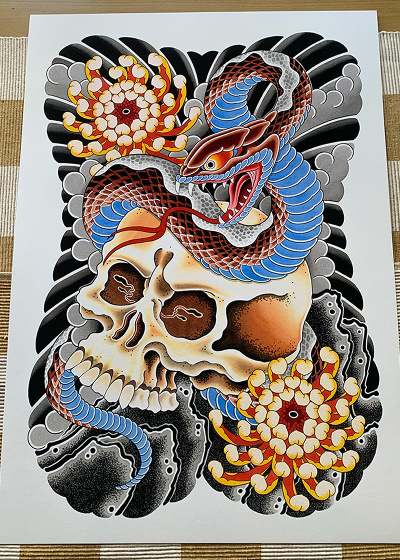 Snake & Skull Print